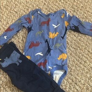 Carter's Blue and Navy Animal Print Bodysuit Set